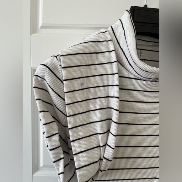 GAP Essential Rib Turtleneck | Black and White Stripes | L - Picture 7 of 8